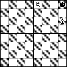 Dagram showing an example position where white has checkmated black.